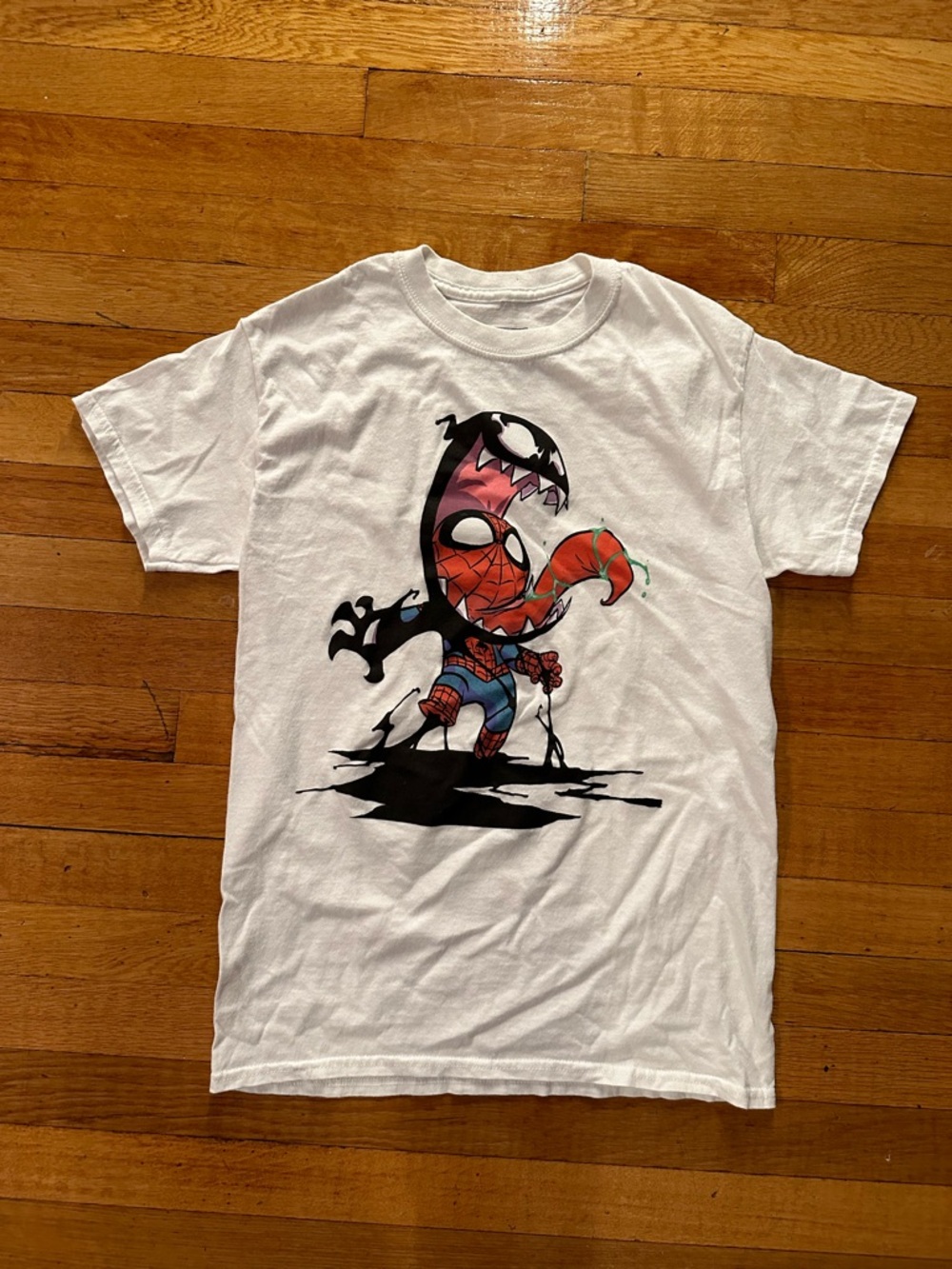 Marvel Spiderman Venom White T-Shirt Size S Symbiote Scottie Young Tee